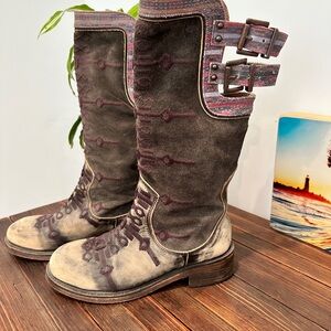 Free People Brown and Cream Boots